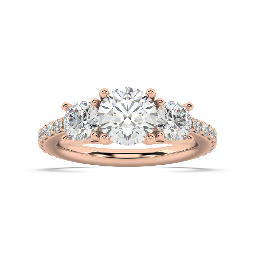 Cèline Three Stone natural mined diamond Engagement Ring