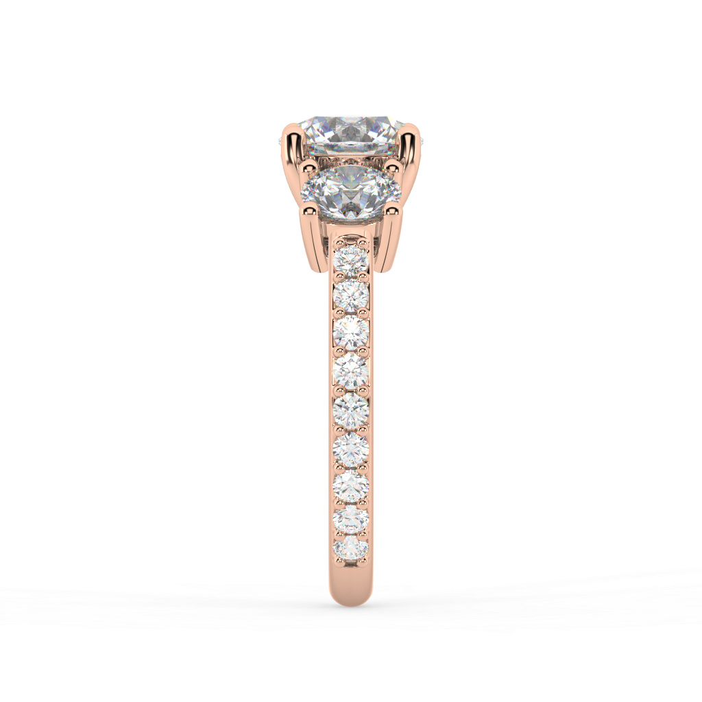 Cèline Three Stone natural mined diamond Engagement Ring